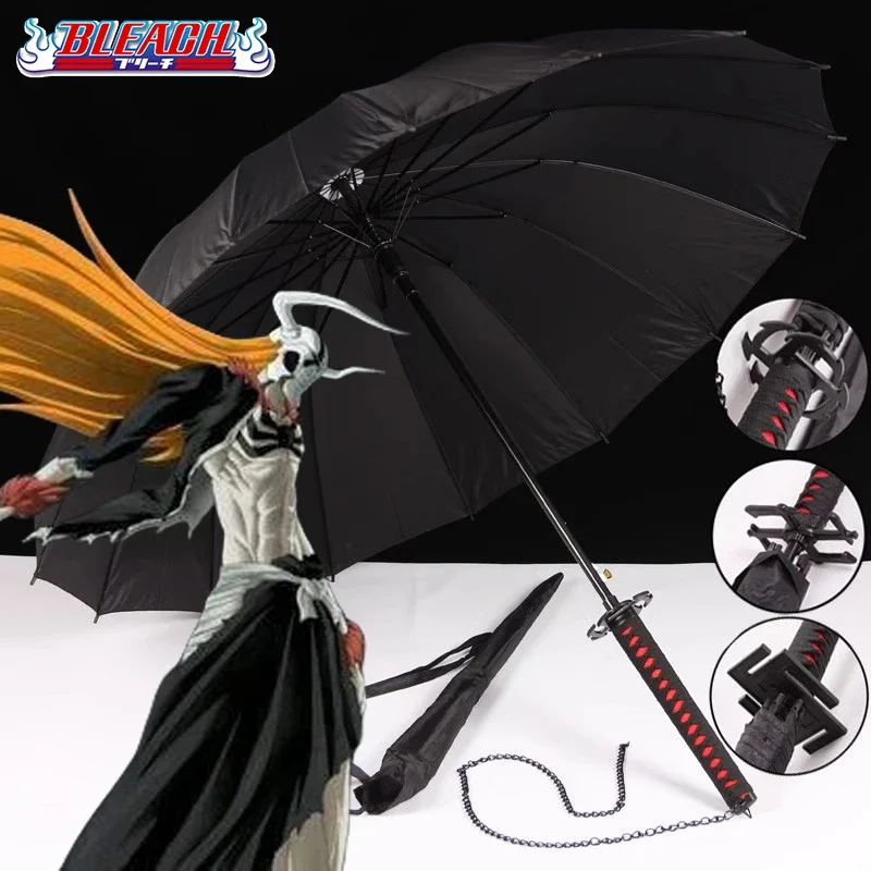 

Bleach Kurosaki Ichigo Katana Umbrellas Anime Samurai Sword Parasol Aizen Sousuke Zangetsu Long Katana Handle Parasol Umbrella