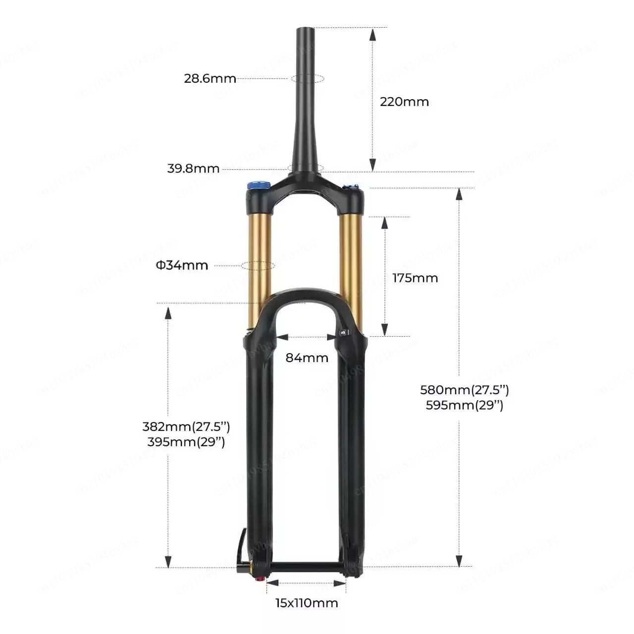 Bicycle suspension fork 175mm stroke MTB fork XC DH AM downhill cross axle assist fork Bicycle rebound adjustment suspension