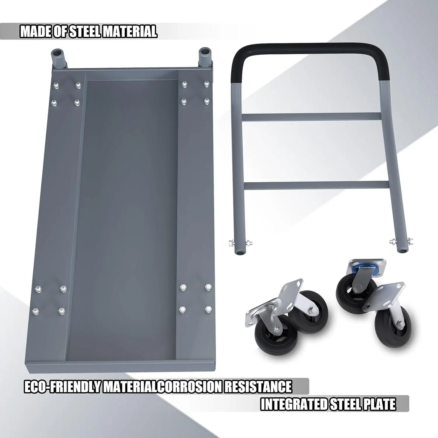 Carro de plataforma de 48 "L * 24" W, carretilla de empuje manual de acero para jardín, almacén y patio