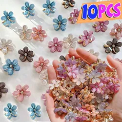 1/10pcs Mini Flower Crystal Hair Claw Clips Sweet Pearl Claw Banana Clip Fashion Barrettes Hair Accessories for Women Girls