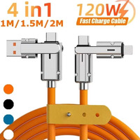 4 In 1 120W USB Type C to Type C PD Cable 3 IN 1 PD 100W Fast Charging Data Cable For iPhone Samsung Xiaomi Data Charging Wire