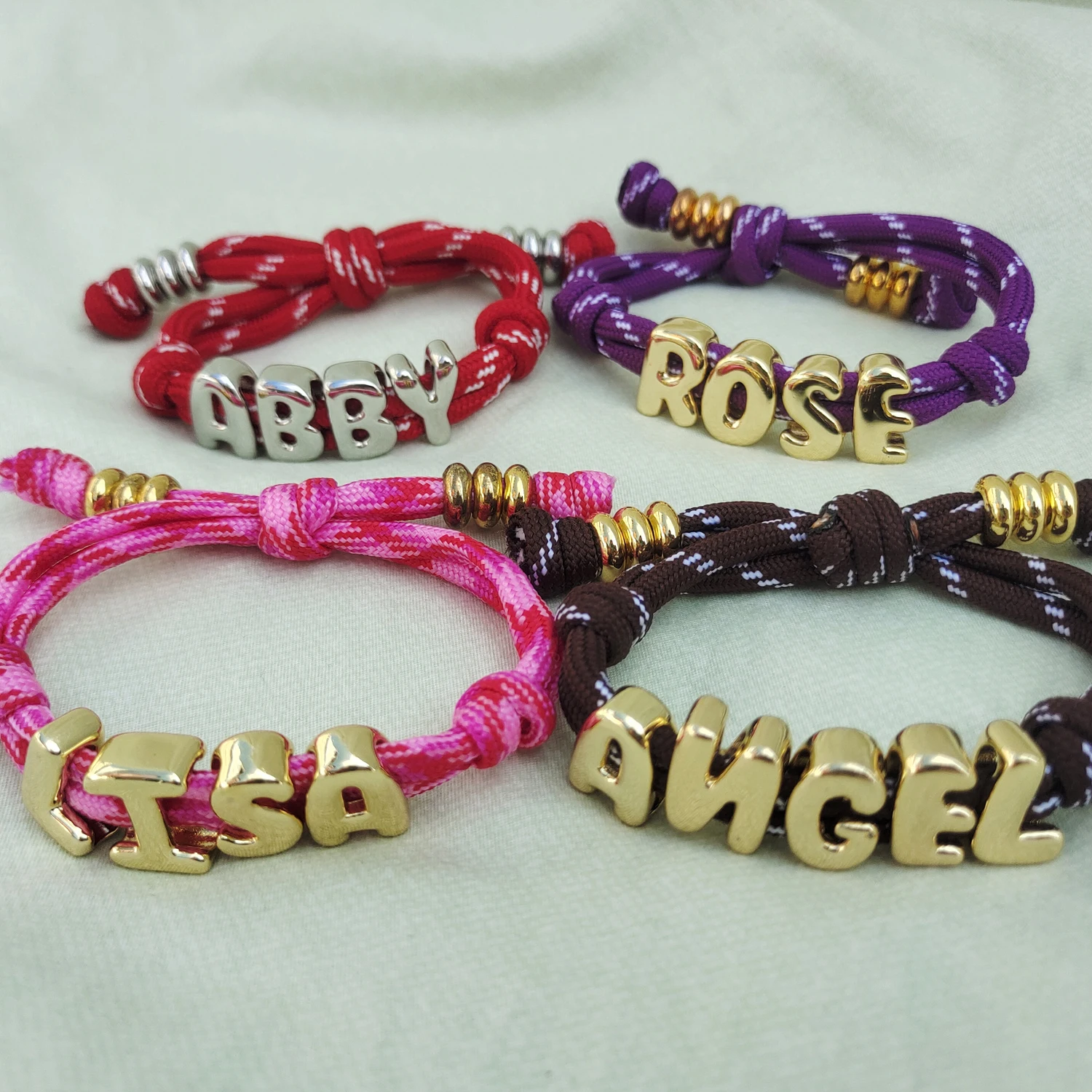 تخصيص نسج اسم سوار اليدوية DIY مضفر الملونة سلسلة أسماء سوار للنساء سحر مجوهرات من صلب لا يصدأ هدايا #3