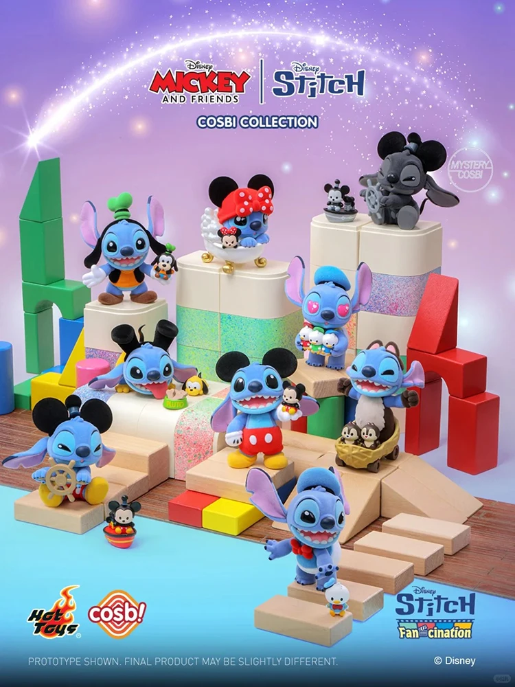 Stitch Fan Cination Series Mickey y Frineds Stitch Cosbi caja ciega llavero Disney Anime juguete para regalo coleccionable
