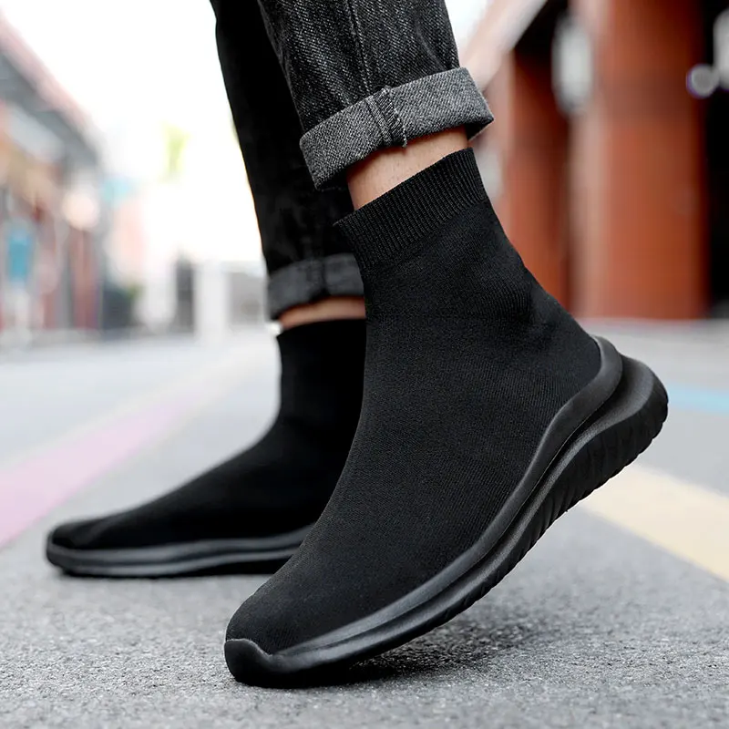 Socks Sneakers Women Knit Upper Breathable Sport Shoes Sock Boots Woman Chunky High Top Running Shoes For Men Women Vulcanize