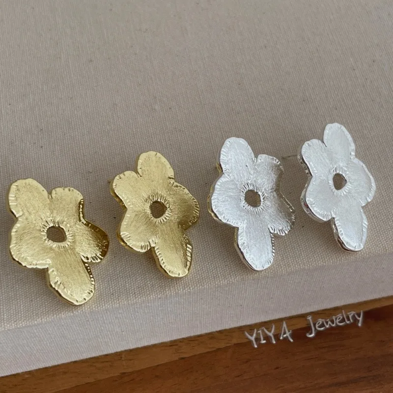 

Minar New Fashion Metallic Hollow Out Flower Drop Earrings for Women Female 14K Real Gold Silver Plated Copper Wholesale Jewelry