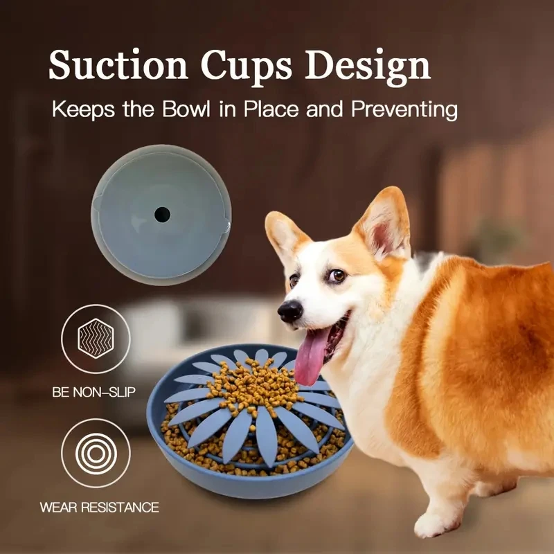 Silicone Multifunctional Dog Slow Feeder, Anti-choking PetaShaped Puzzle Dog Food Bowl Dog Lick Pad, Easy To Clean PetPlacemat