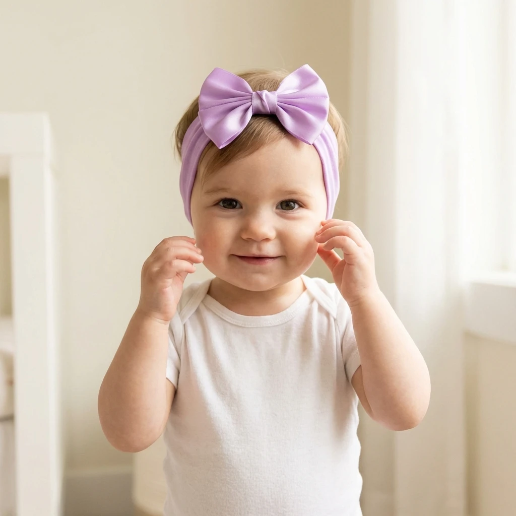 New Soft Nylon Hair Accessories for Babies - Girls' Wide Bow Elastic Headband, Suitable for All Seasons