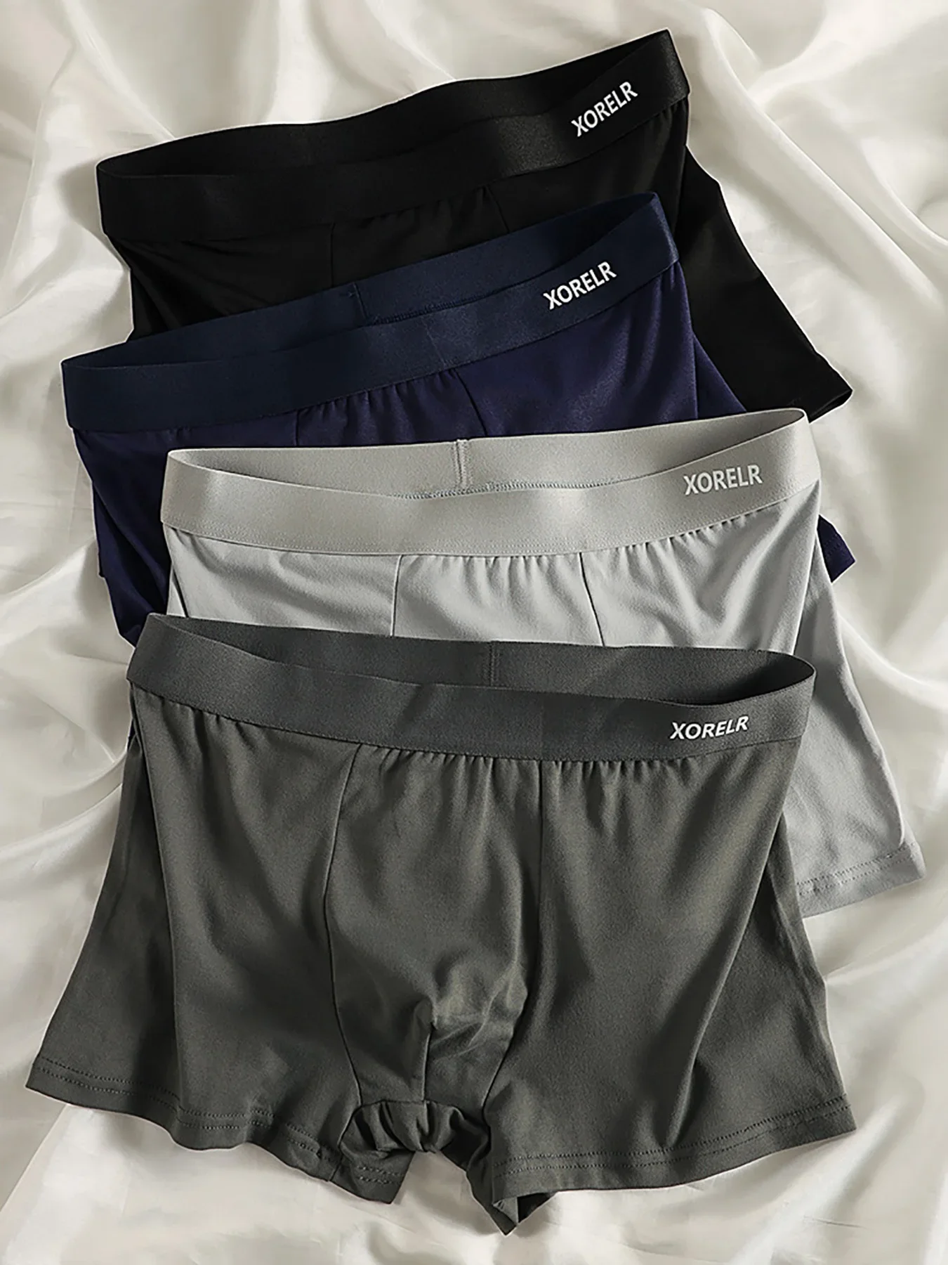 The 4PCS letter belt design is a daily casual men's boxer shorts that are soft, breathable and sporty with elasticity
