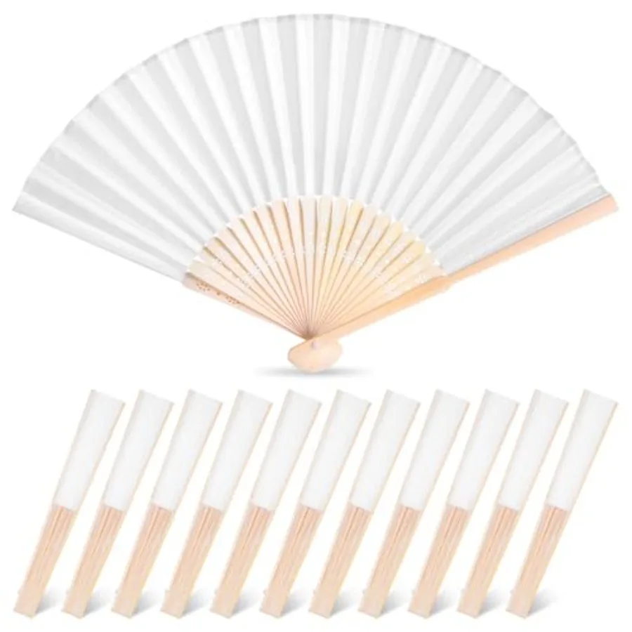 

JOHOUSE 12 Pcs Hand Fan Foldable, 8.3 Inch Folding Fans Handheld for Women Wedding Guest Gifts, Party Favors, Bridal and Baby S