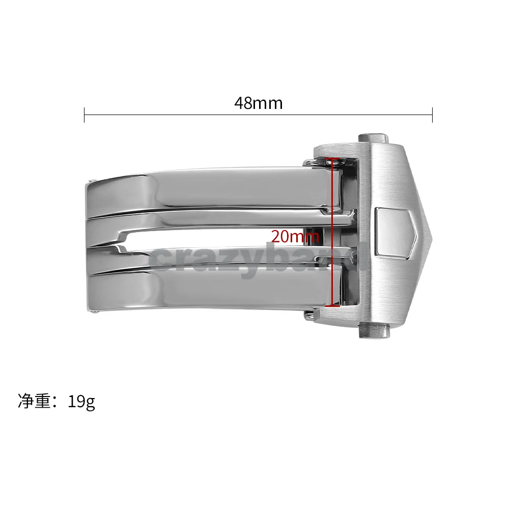 الفولاذ المقاوم للصدأ للطي مشبك ل تاغ هوير ساعة الأشرطة مشبك 18 مللي متر 20 مللي متر ل الجلود سيليكون حزام الساعات زر مزدوج المشابك