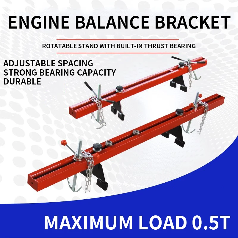 Engine Support Crossbar 1100LBS / 500KG Load Capacity Adjustable Height with 2 Rotating Hoists 2 Heavy-Duty Steel Chains