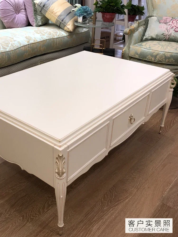 

French solid wood coffee table European-style white type living room corner several simple coffee table