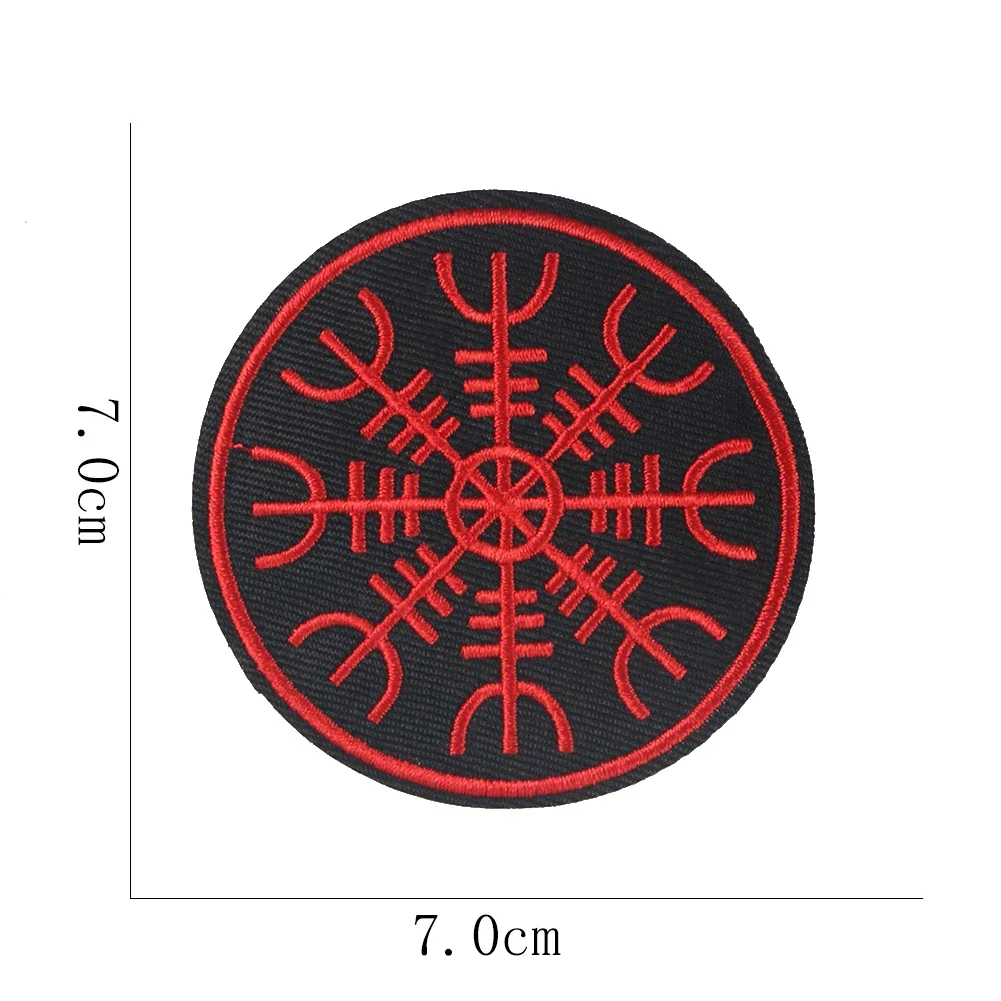 5 sztuk Viking God of War Symbol Vegvisir łatki odznaka okrągły haft aplikacja na ubrania szyć na tkaniny odzież materiały krawieckie