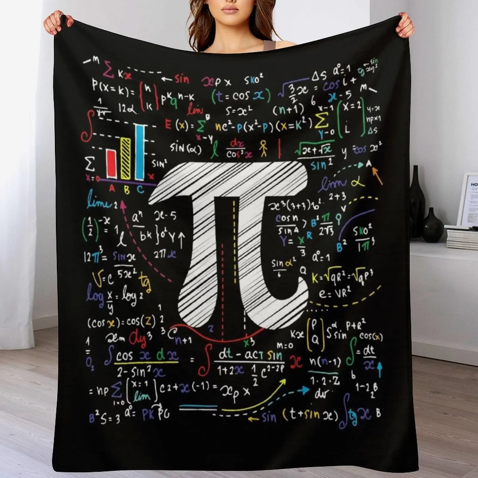 

New Pi Day Math Equation Math Teacher Student Geek Gifts Throw Blanket Cute Plaid Heavy Blankets