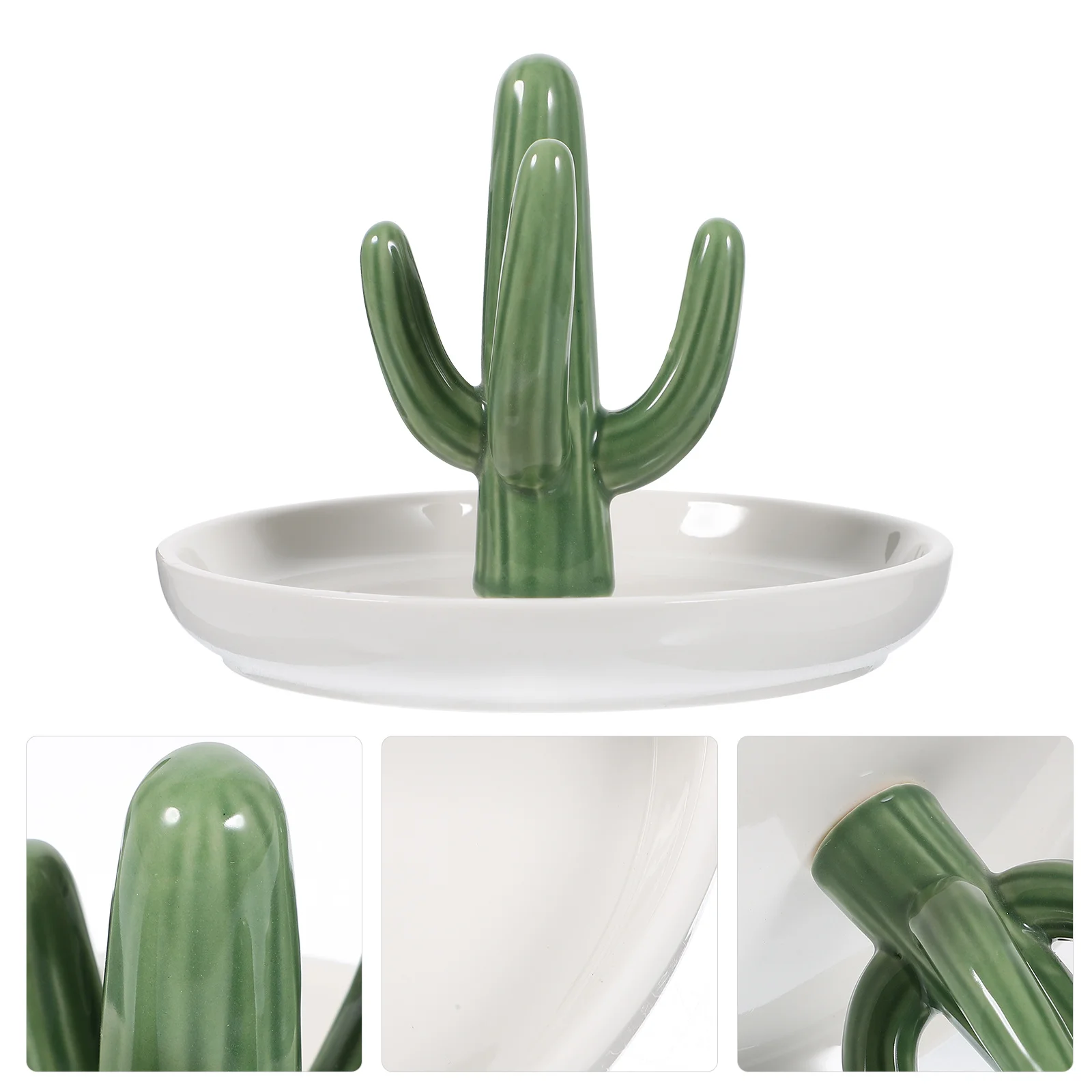 

Cactus Jewelry Tray Ceramic Decorative Desktop Jewelry Organizer Storage Tray Ring Holder Dish Trinket Display