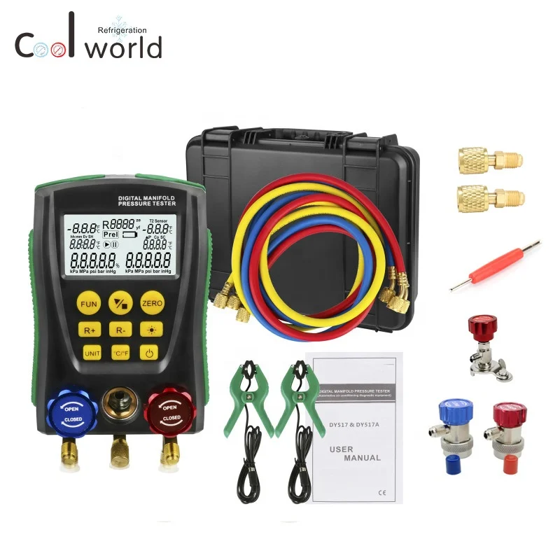 

Refrigeration Pressure Gauge Digital Manifold Pressure Gauge Vacuum Pressure Temperature Meter Test Air-Conditioning