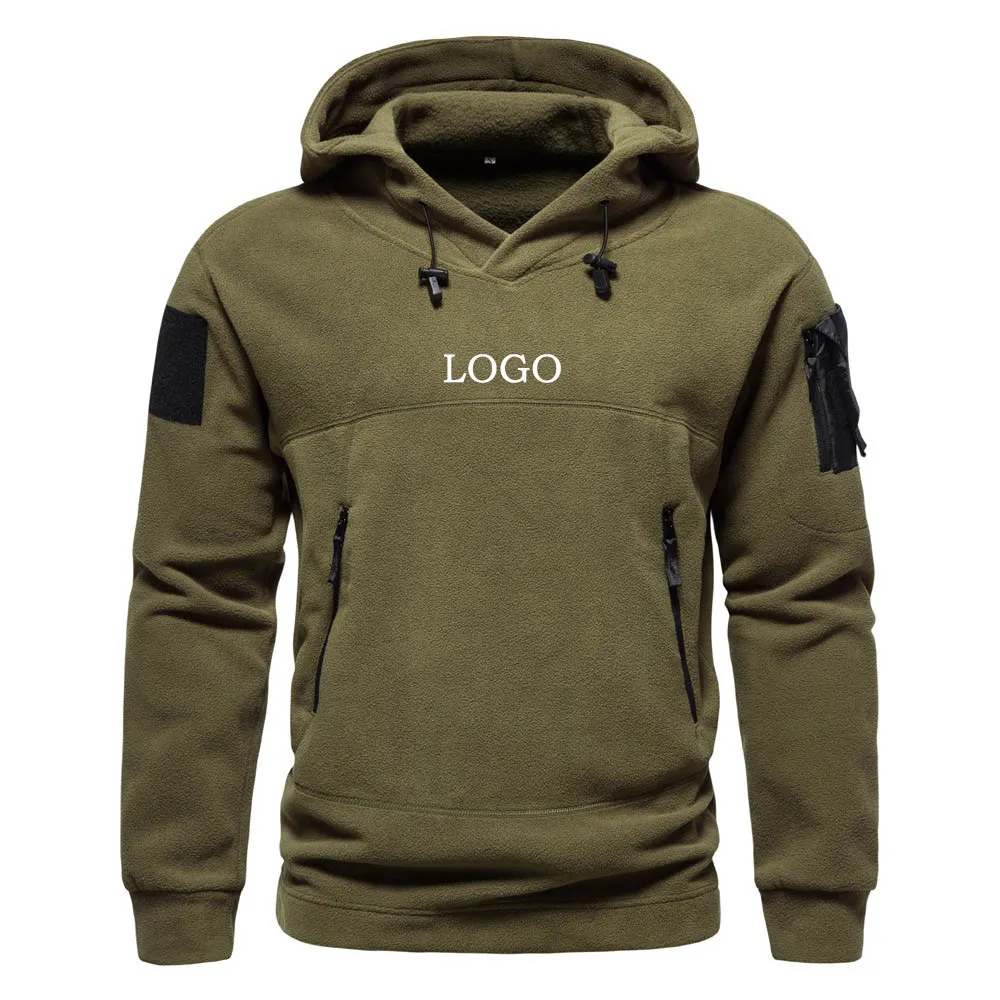 

Custom LOGO hooded outdoor tactical mountaineering sweatshirt shake fleece warm men's sweatshirt