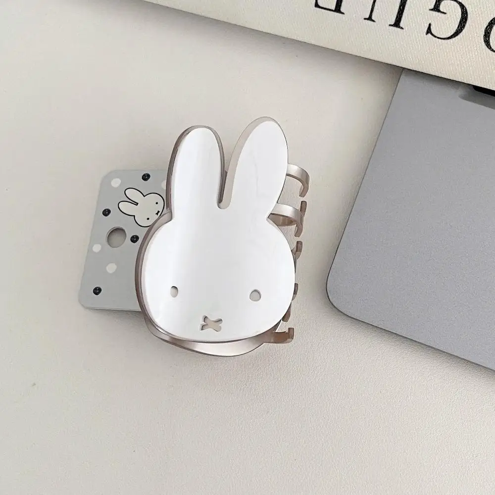 Miffy Kawaii 새로운 귀여운 헤어 클립 만화 토끼 간단한 검정 흰색 유행 다기능 머리 장식 소녀 휴일 선물