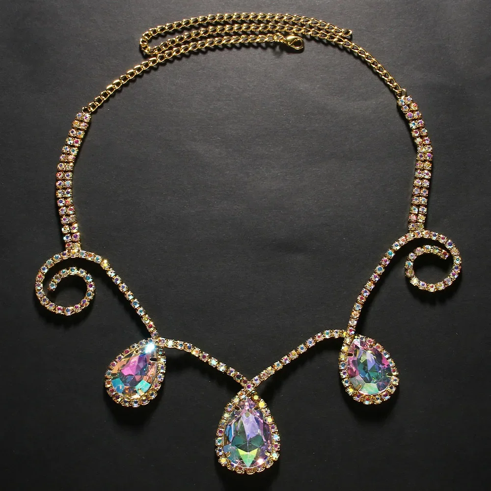 Elegant Rhinestone Drop Forehead Head Chain Headwear Jewelry Belly Dance Tiaras Accessories Luxury Crystal Headband for Women