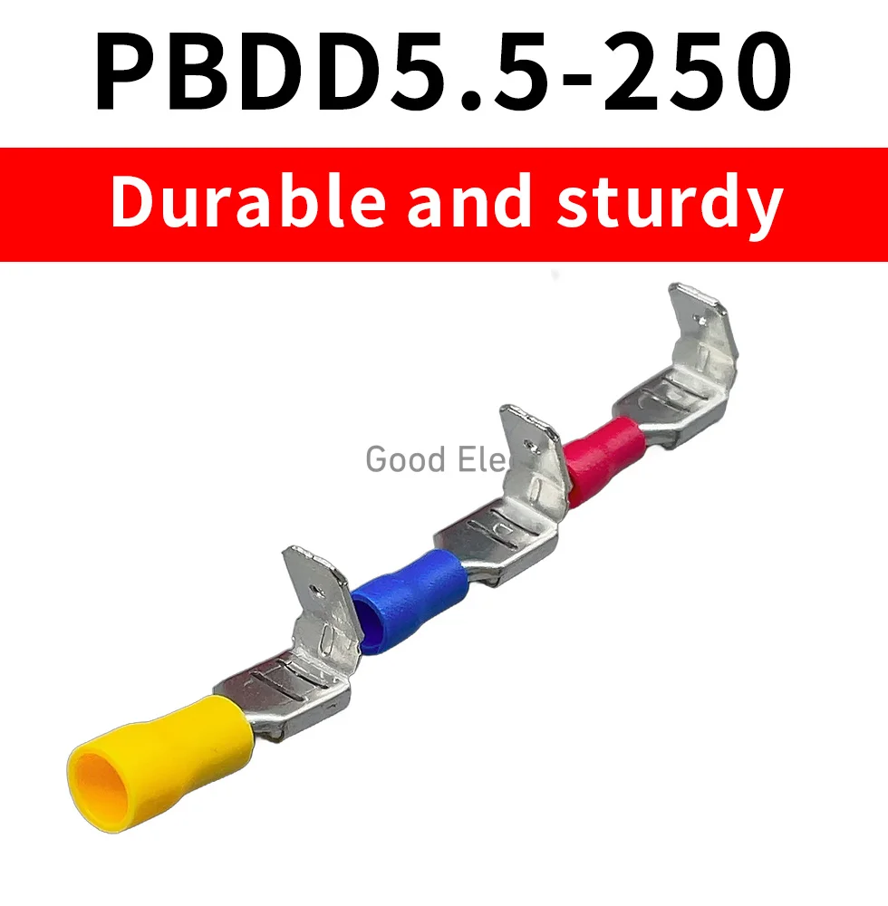 PBDD1.25/2/5.5-250 6.3 Reverse Back Insert Spring Connector Ear Pre Insulated End Shoulder Back Insert Spring