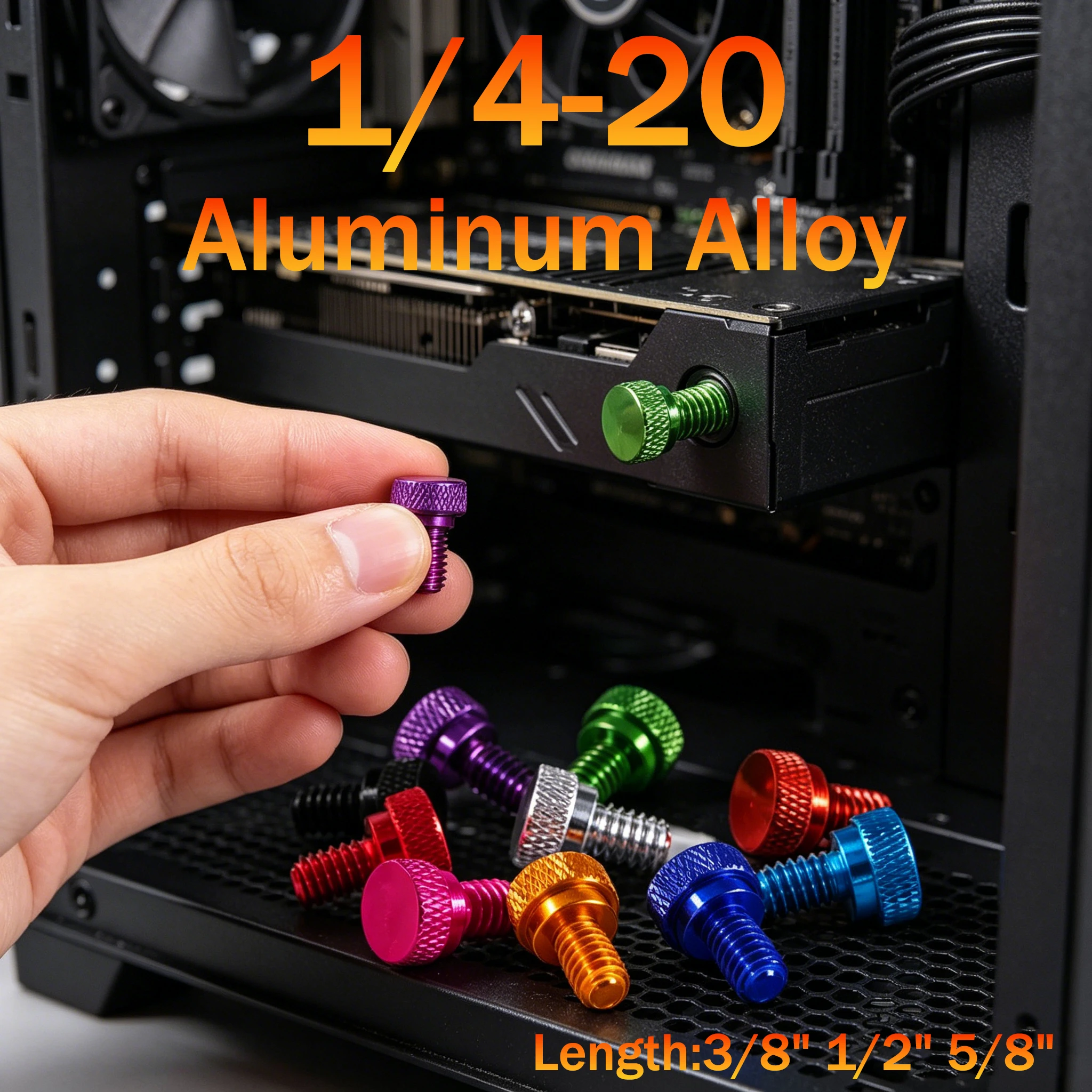 5pcs UNC 1/4-20 Aluminum Alloy Step Thumb Screw Computer Case Screw Knurled Hand Grip Knob Bolts Thumbscrews L=3/8