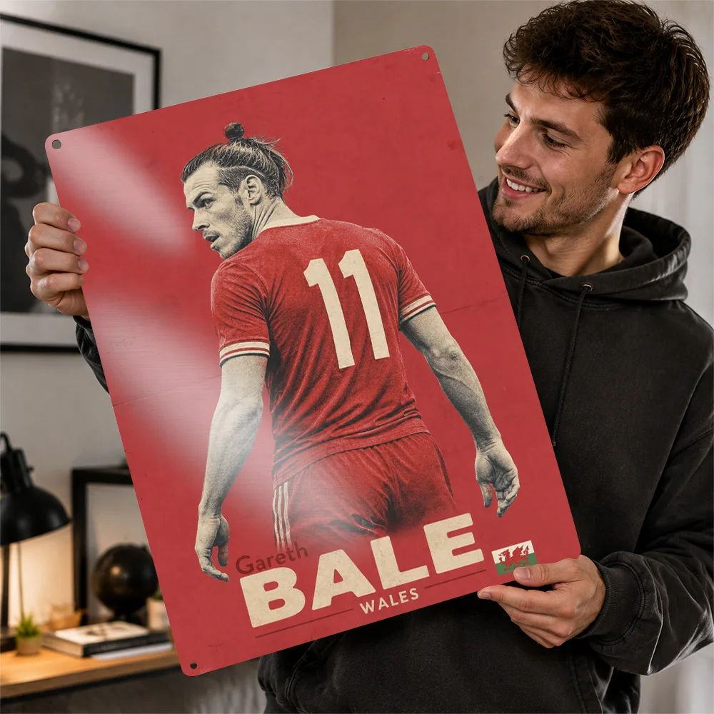 Gareth Bale Football Printed Poster Customized Metal Sign Club Hero Design Wall Art Perfect For Player Collectors In Game Room
