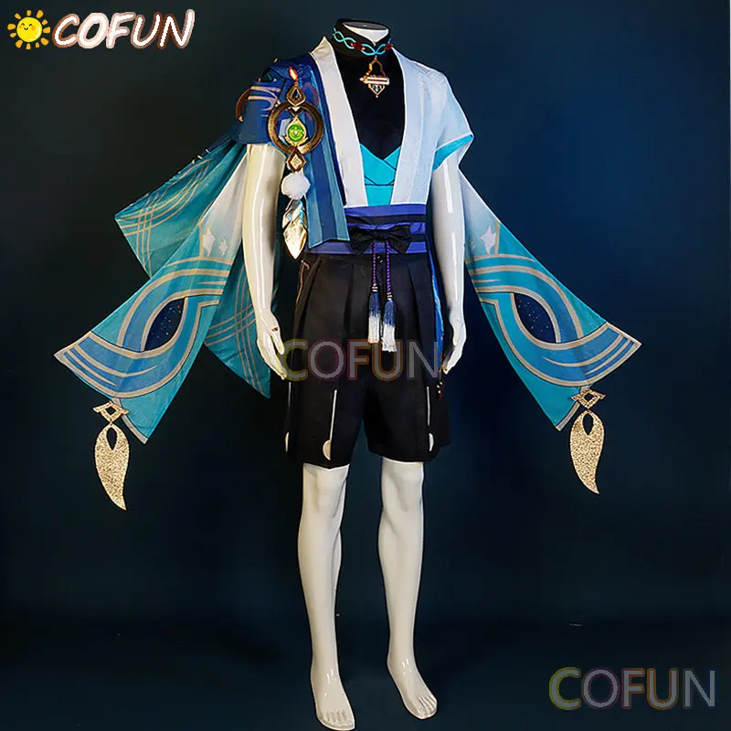 COFUN เกม Genshin Impact Wanderer ชุดคอสเพลย์ผู้หญิงหล่อแฟชั่น Combat Uniform กิจกรรม Party เล่นบทบาทวิกผมรองเท้า