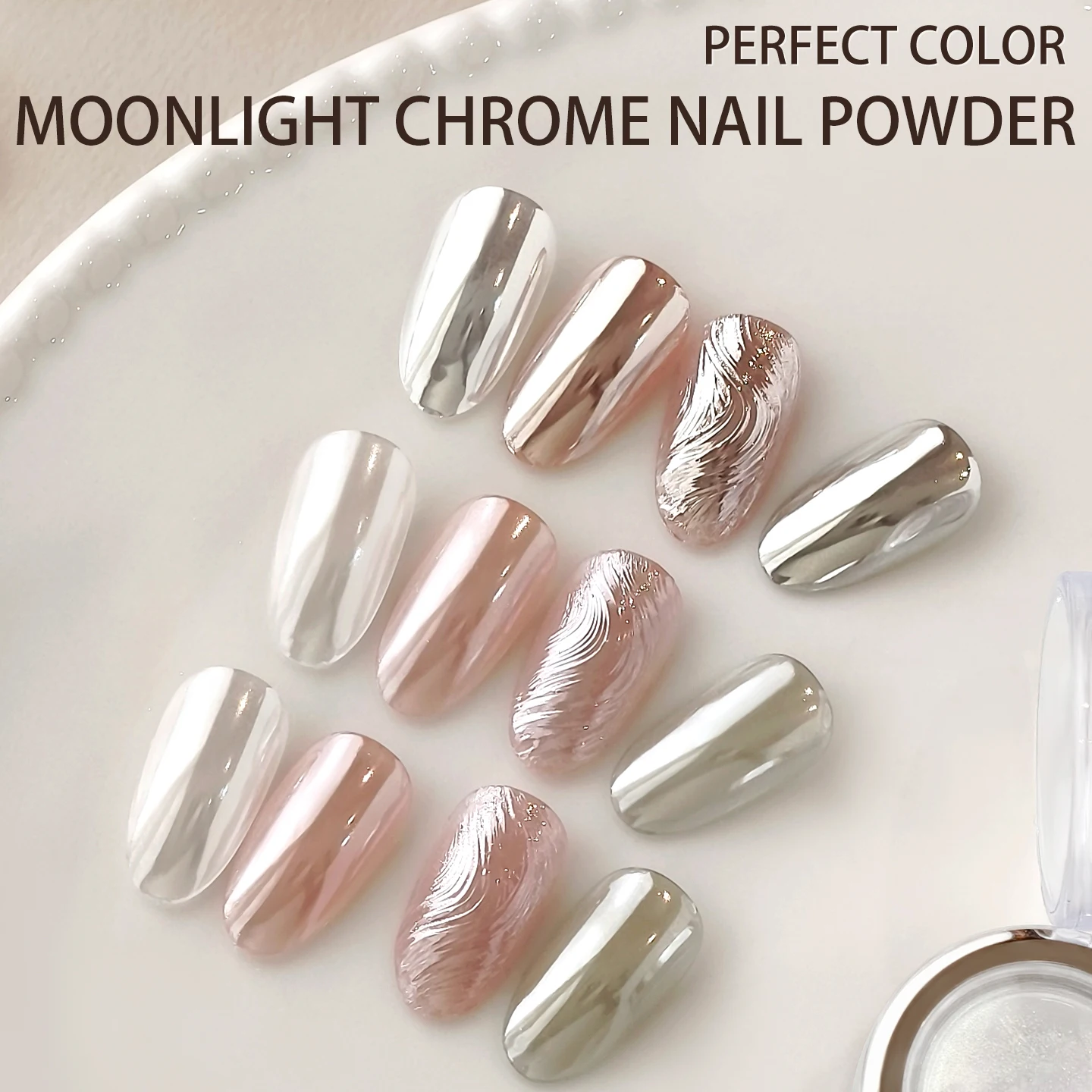 PERFECT COLOR Chrome Nail Powder Mirror Effect Holographic Aurora Iridescent Pearlescent Manicure Nail Art Decoration Glitter