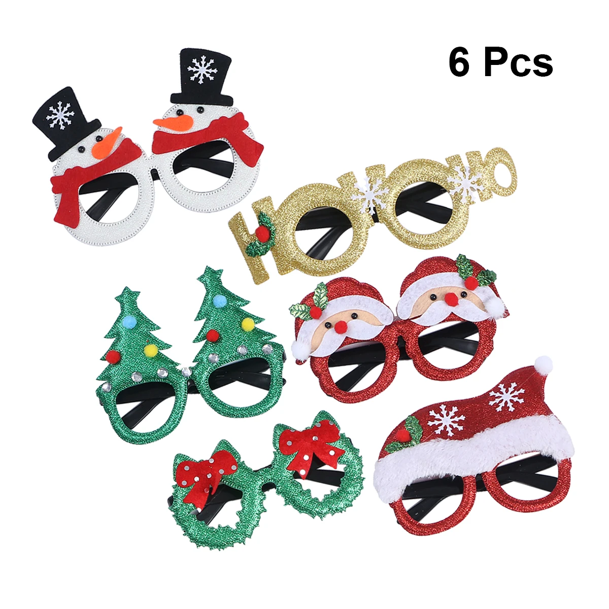 

6pcs Funny Christmas Party Eyeglasses Christmas Tree Santa Bowknot Letter Snowman Eye Glasses Photo Props Party Supplies