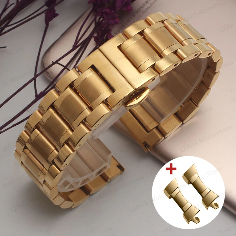 Arc Flat End Solid Edelstahl-Uhrenarmband für Tissot Butterfly-Verschluss, 12, 13, 14, 15, 16, 17, 18, 19, 20, 21, 22, 23, 24 mm, universell