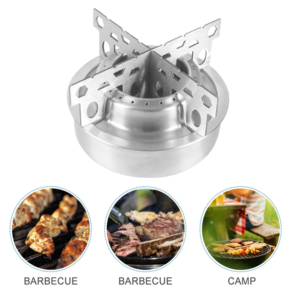 

Portable Camping Stove Mini Stainless Steel Alcohol Cooker Backpacking Outdoor Gear Lightweight Durable Small Size