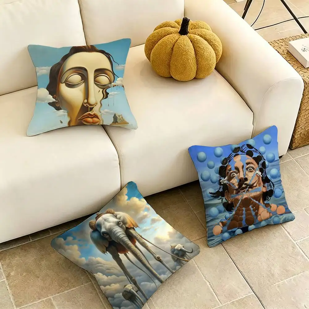 Salvador D-Dali A-Artist Pillow Case Square Double-Sided Sofa Cushion Cover Bedroom Bedside Pillow Gift