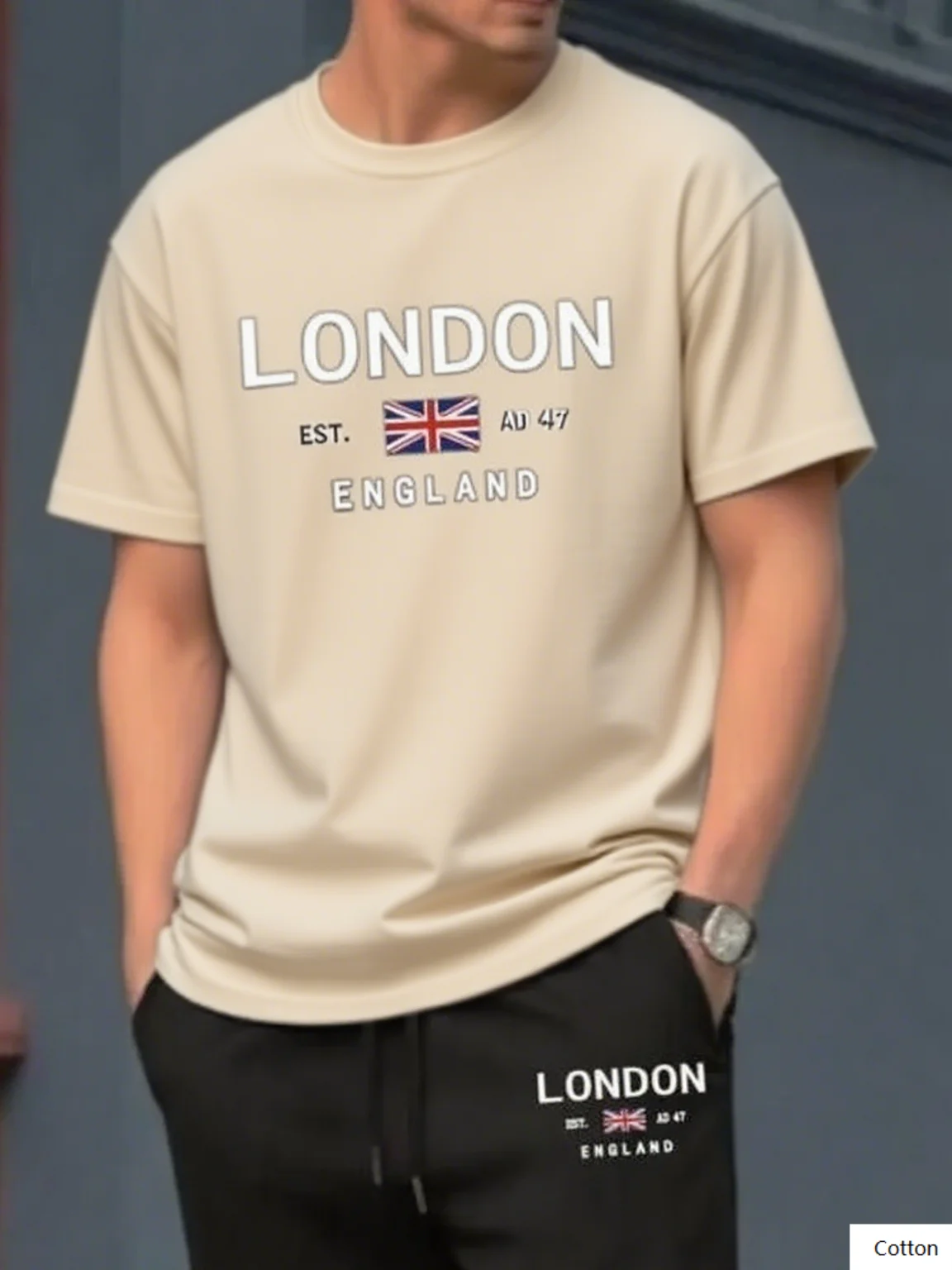 تي شيرت قطني ناعم مع نمط London England Est AD 47 يجب اقتناؤه لأولئك الذين يحبون المدن البريطانية وتاريخهم الغنيين