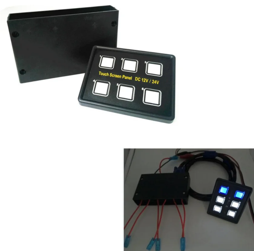 6Gang Touch Switch Panel Box Creen Touch Control System Universal On/Off for Boat Trailer Car Truck Jeep  UTV RV Trailer