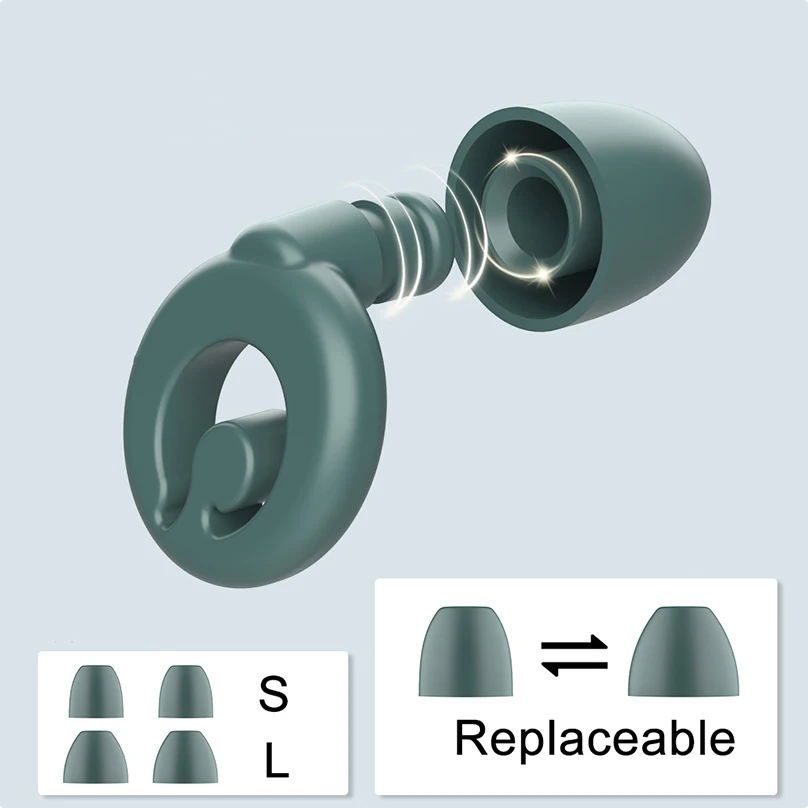 1 세트 귀마개 Tapones Oido Dormir 소음 감소 귀마개 수면 교체 가능 헤드 Bouchons Oreilles Sleeping Earplugs