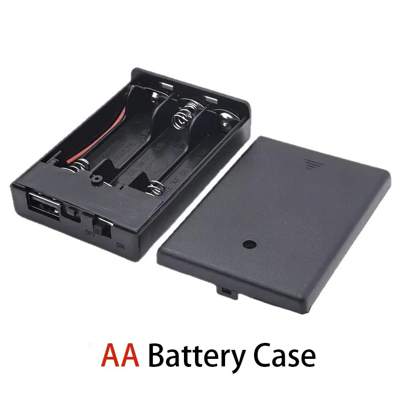 USB Power Case No. 7 AA Battery Box 4.5V Power Supply DIY Accessories for LED Light Kit, 0.8mm 2 Pin (No Battery)