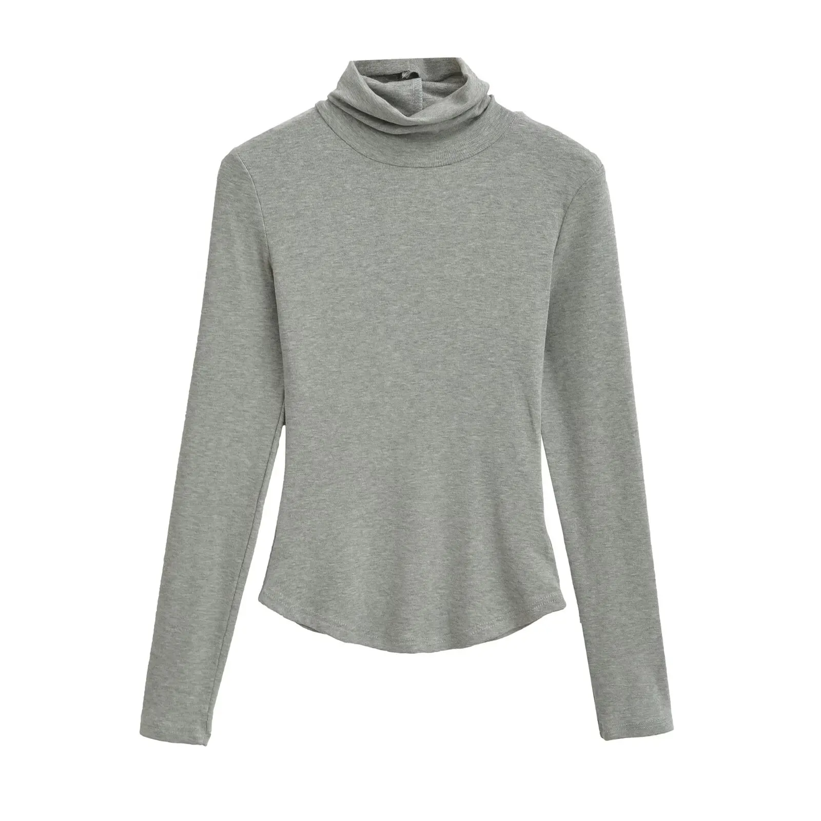 Cseta de Manga Longa Slim Fit para Mulheres, Csa de Gola Alta Anticorpo, Estilo Casual de Outono em Cor Sólida