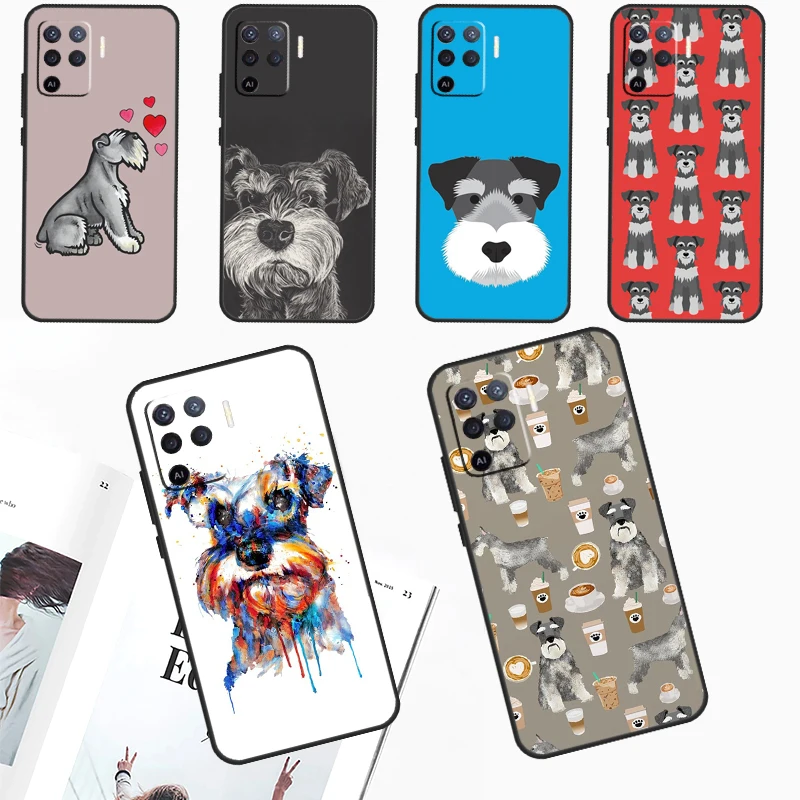 Cartoon Schnauzer Dog For OPPO A96 A76 A16 A17 A57 A77 A15 A52 A72 A5 A9 A53 A91 A79 A58 A78 A98 A94 A74 A54 Case