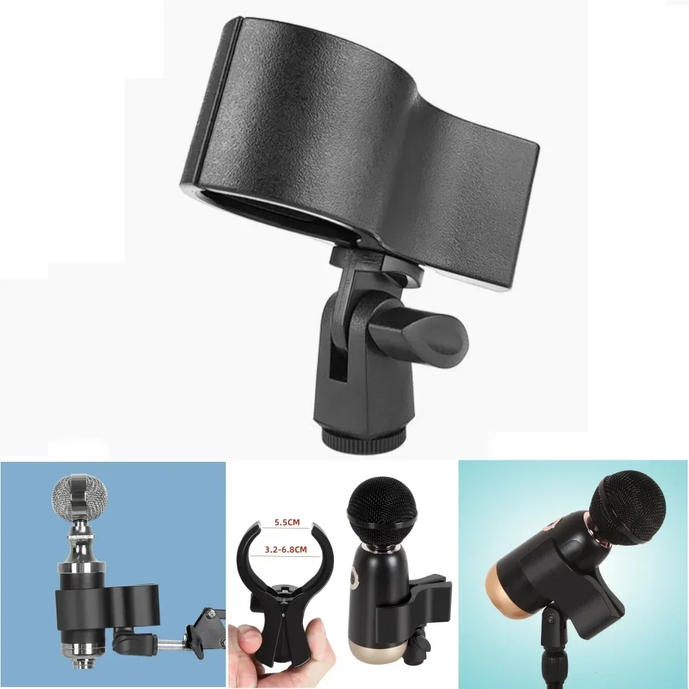 Large Microphone Clip Clamp Holder With 3/8 Adapter For 3.2-6.8CM Mic Wired Wireless Microphone Mic Clamp Stand Holder