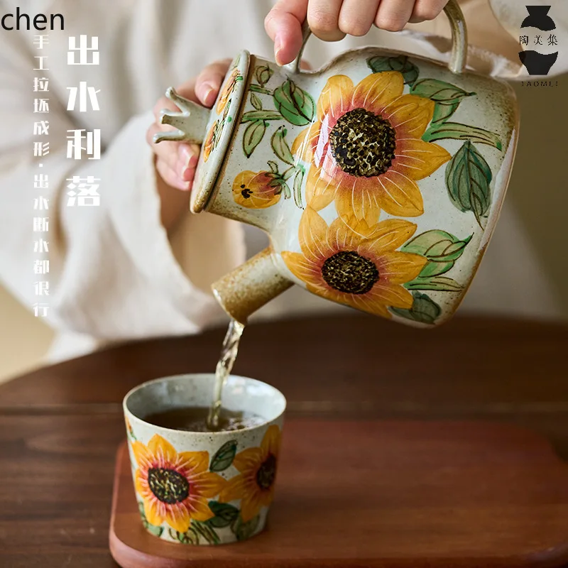 

HYS underglaze color kettle for homelarge capacity jingdezhen ceramic teapot suit