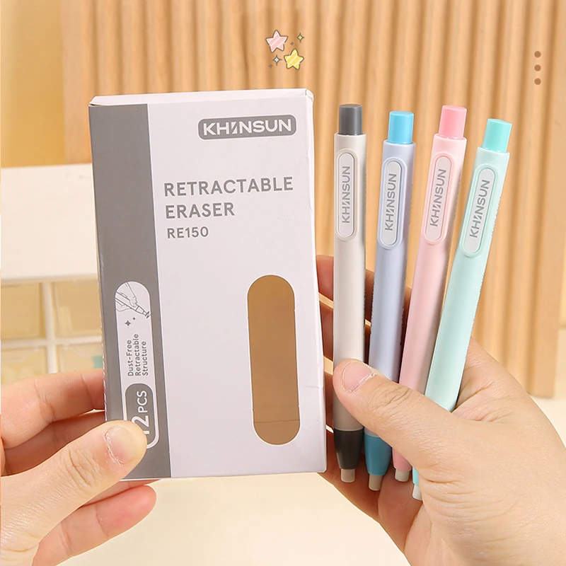 Retractable Pencil Eraser Correction Supplies Pen Style Pencil Rubber Writing School Supplies Stationery