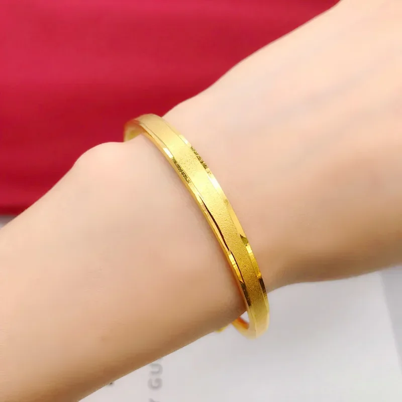 

Imitation Plated 100% 24K Real Gold 18K Bracelet Push-Pull Gold Plated Pure Gold Decoration Frosted Bangle Jewelry Women's Bangl