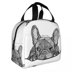 French Bulldog Lunch Bag Waterproof Insulated Thermal Warm Cooler Frenchie Dog Lunch Tote Kids School Children Food Bento Box