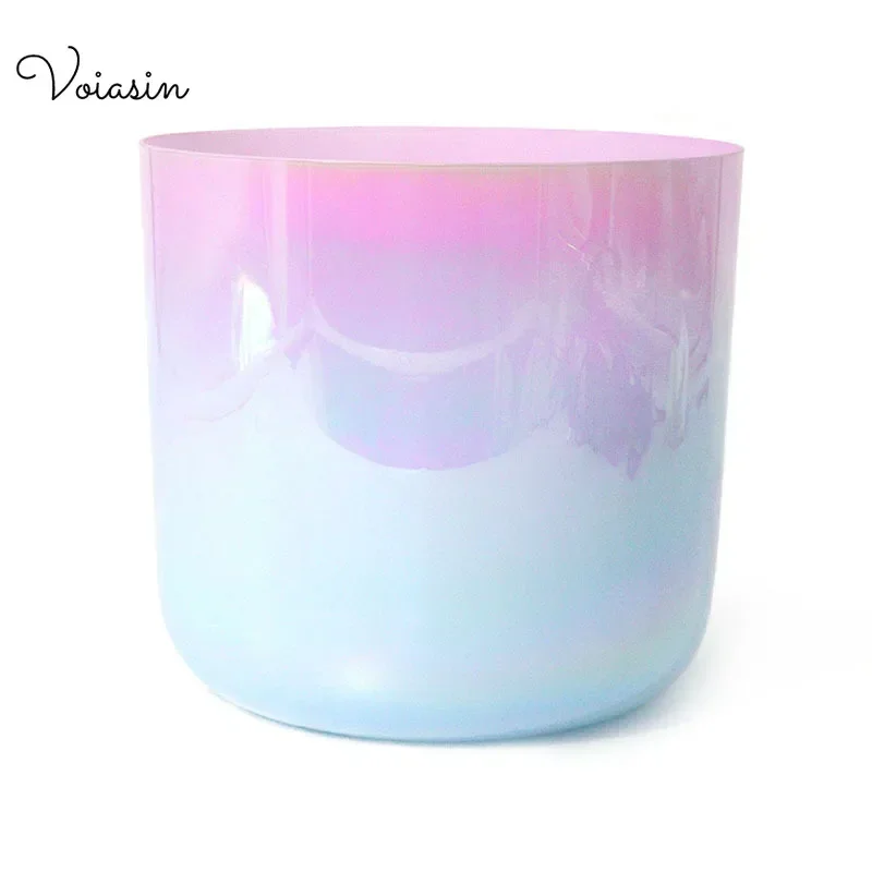 6/7/8Inch Gradient Pink+Blue Clear Quartz Crystal Singing Bowl Top Level Meditation Sound Therapy Voiasin Relaxing Sounds Bowls