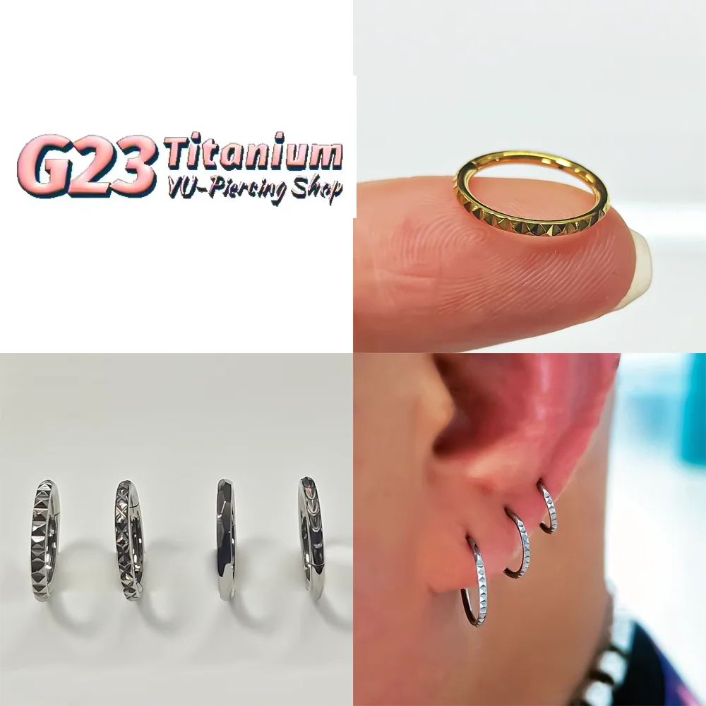 F136 Titanlegierung Facettierte Polyedrische Perle Twisted Scharnier Ohrringe Modischer Nasenseptum Ring Körperpiercing Schmuck – Detail 4