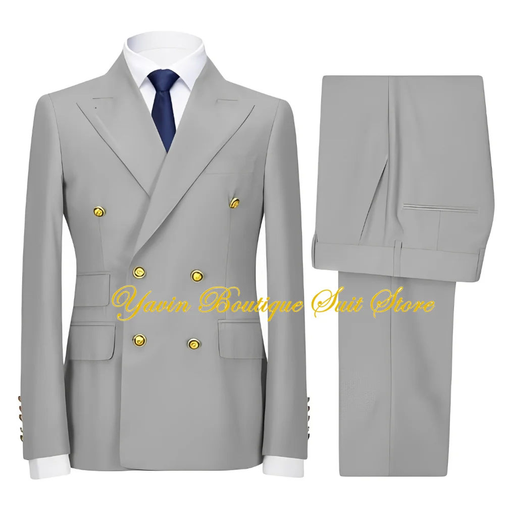 Men\'s Suit 2 Pieces Double Breasted Suit Men Slim Fit Suit Blazer Pants Wedding Prom Suit for Men