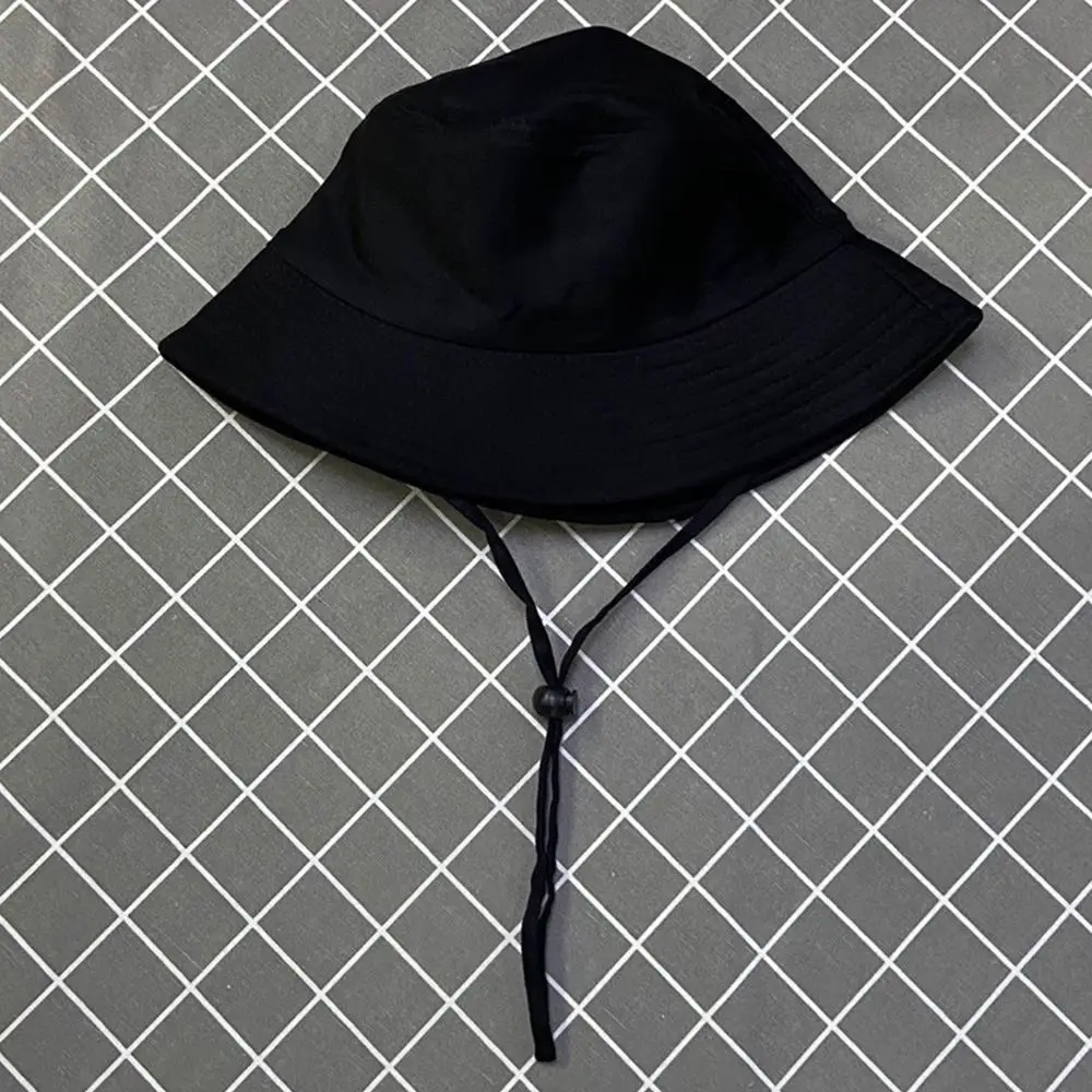 

Casual Lace-up Fisherman Hat Solid Color Breathable Sunscreen Hat Windbreak Rope Portable Sunshade Basin Hat Outdoor