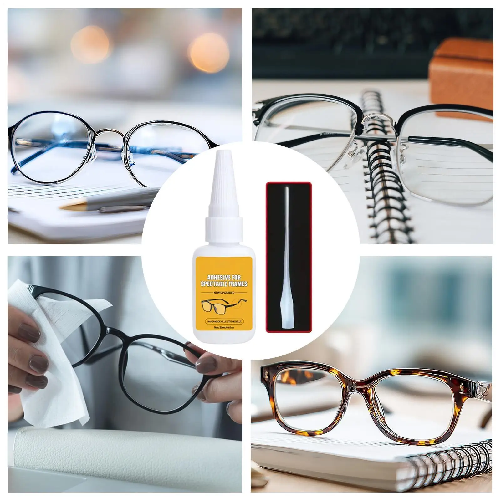 Glasses Temples Repair Adhesive Portable 20ml Eyeglasses Temples Repair Glue for Beginners Professionals Students Adults Teens