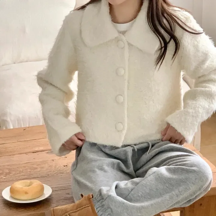 

Chic Korean Sle Women's Jaet Soft Classic Winter Faion Single Button Collar ort Top Long Sve Color