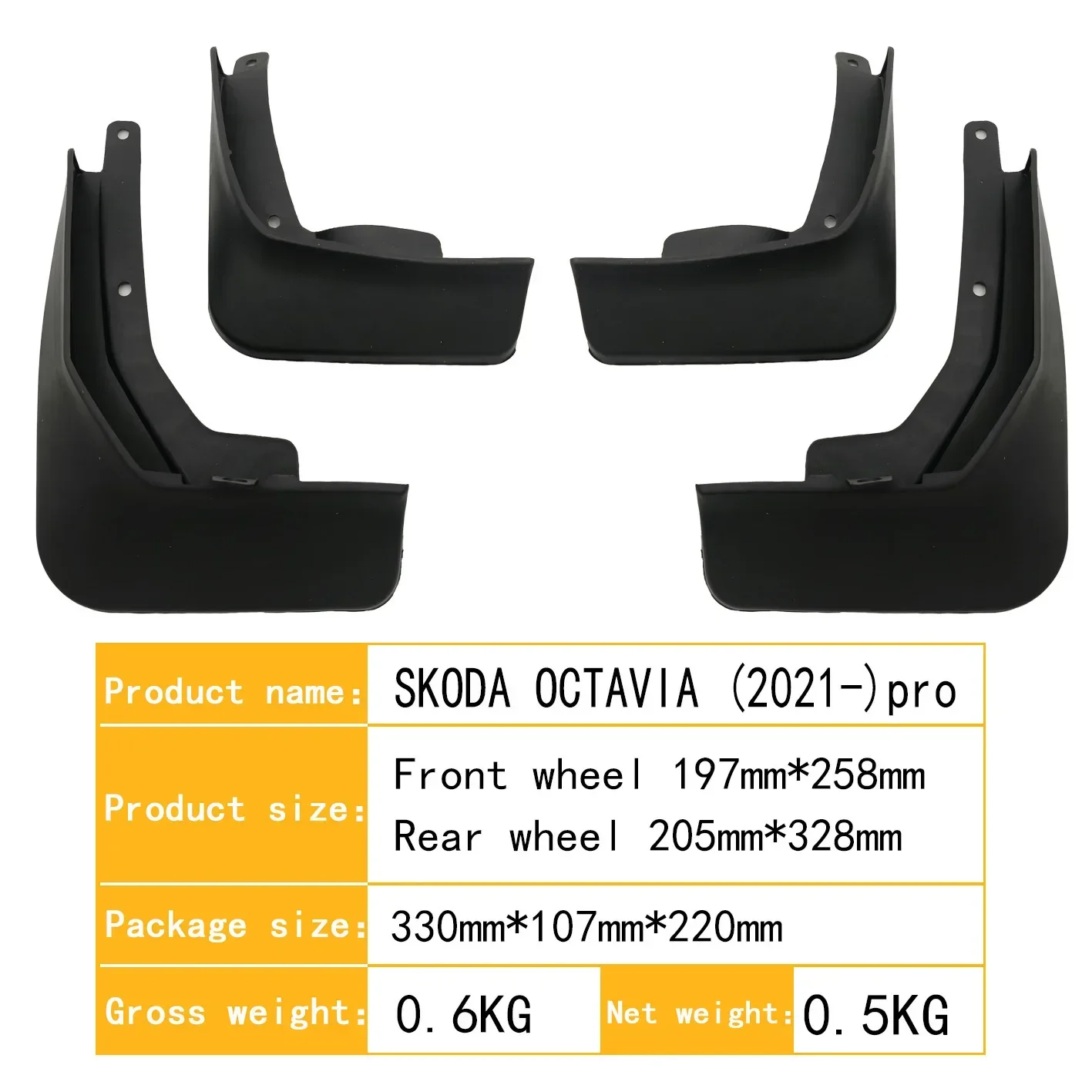 Mudflaps for Skoda OCTAVIA PRO 2018- 2020 Mudguards Fender Mud Flap Guard Splash Mudguard Accessories Front Rear